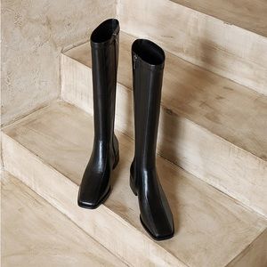 genuine leather black boots